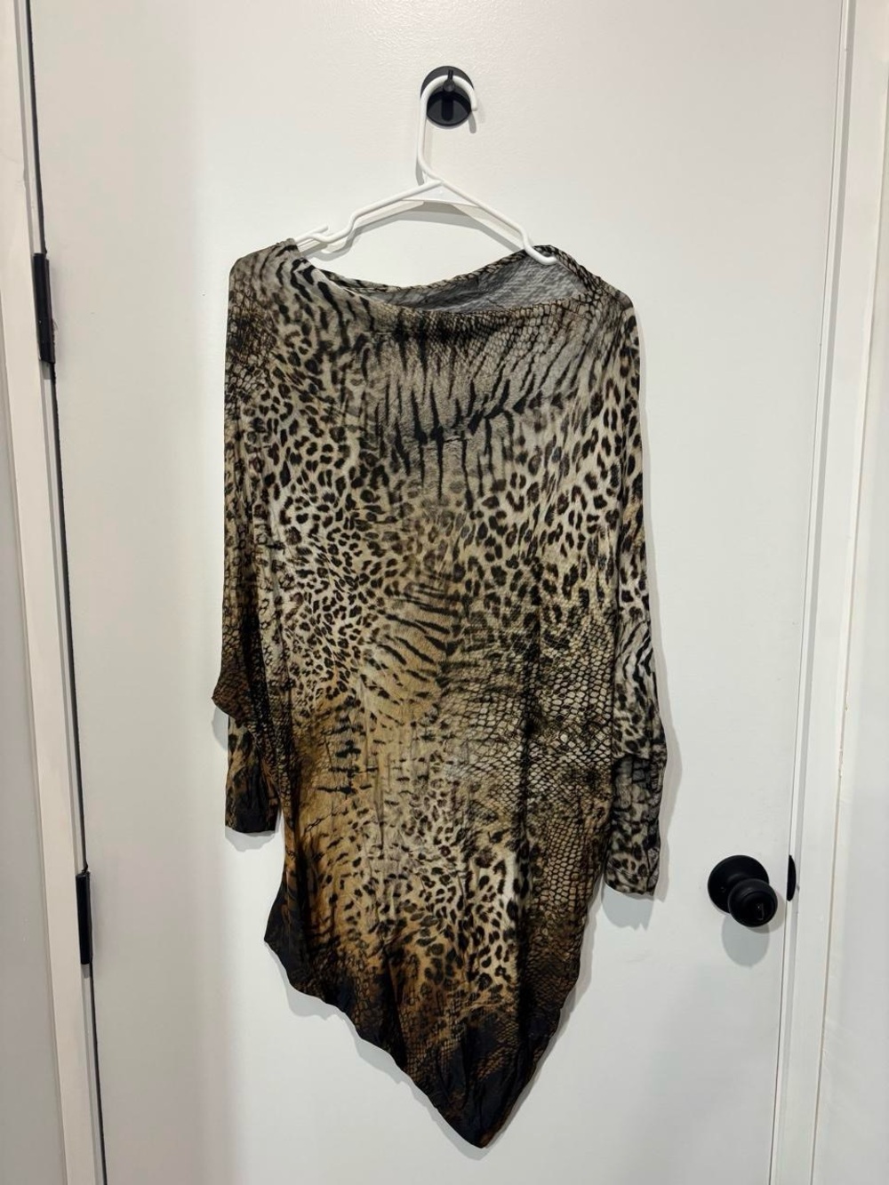 Plein Sud Animal Print Long Sleeve Tunic in Brown and Black
